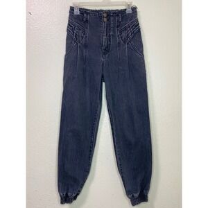 Retrofête Miriam Pant Jeans High Waisted Denim Joggers Acid Wash Black Size 25